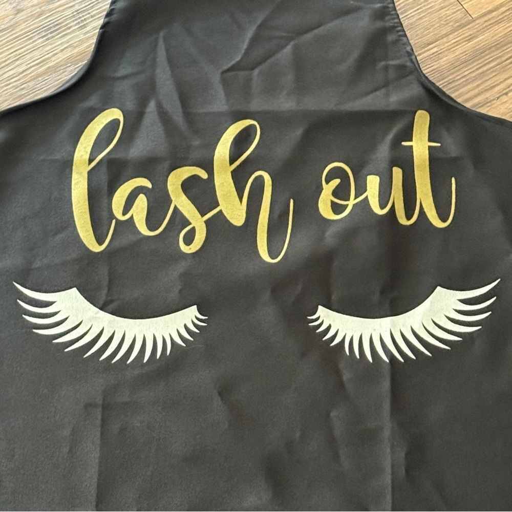 NWOT Lash Artist Apron Lash Tech Black Gold White - Picture 4 of 8